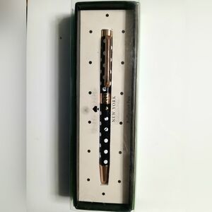 kate spade NEW YORK Ballpoint Pen "POLKA DOT" Metal BLK/WHT BRAND-NEW w/tags